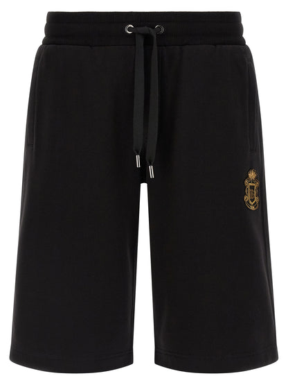 Black Cotton Bermuda Shorts