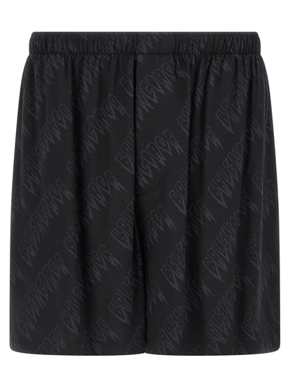 Black Viscose Bermuda Shorts