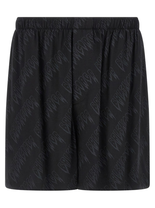 Black Viscose Bermuda Shorts