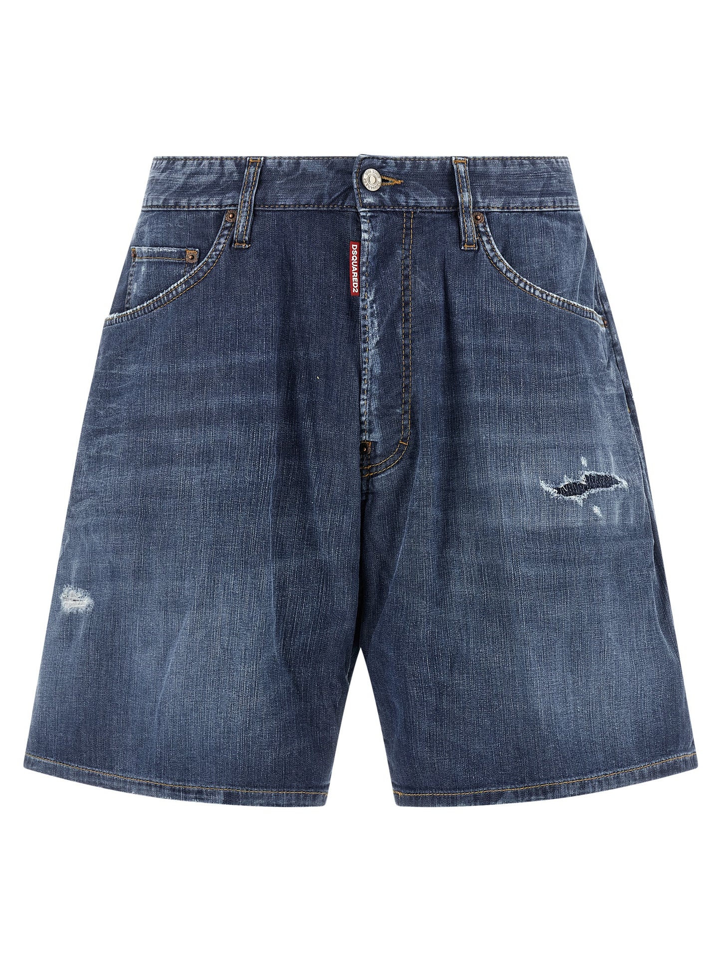 Blue Cotton Bermuda Shorts