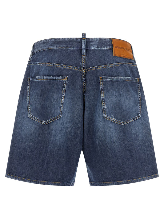 Blue Cotton Bermuda Shorts