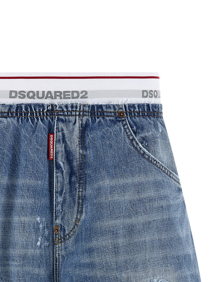 Blue Cotton Bermuda Shorts