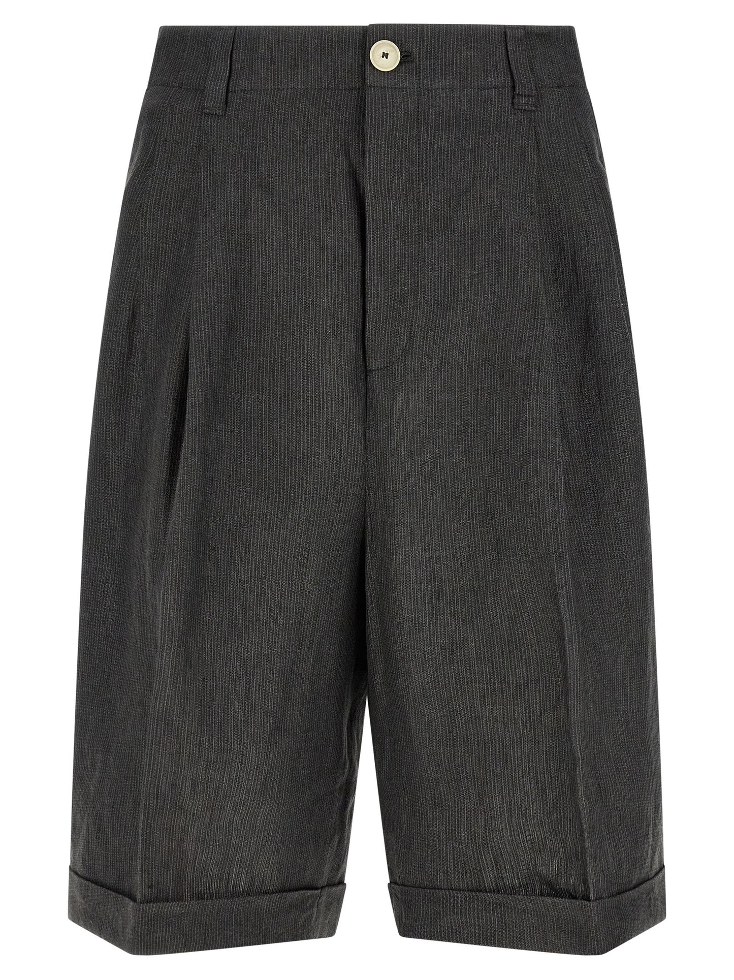 Gray Linen Bermuda Shorts