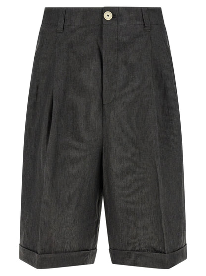 Gray Linen Bermuda Shorts