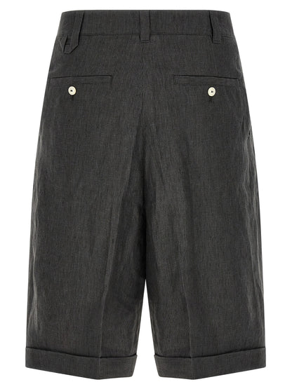 Gray Linen Bermuda Shorts