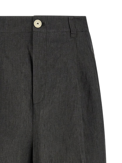 Gray Linen Bermuda Shorts
