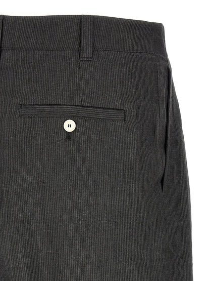Gray Linen Bermuda Shorts
