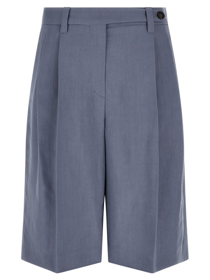 Blue Viscose Bermuda Shorts