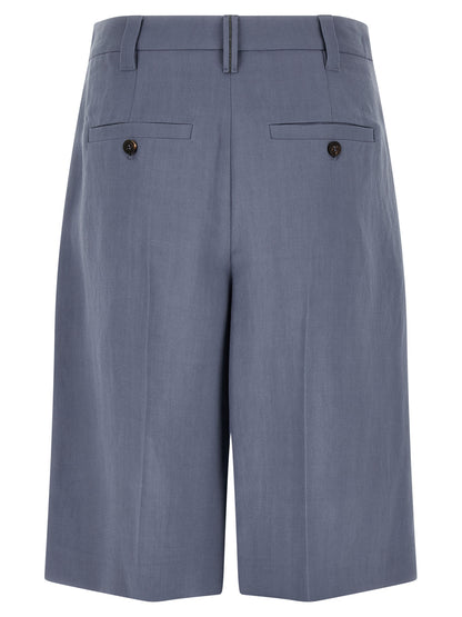 Blue Viscose Bermuda Shorts