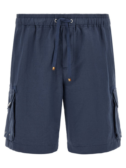 Blue Linen Bermuda Shorts