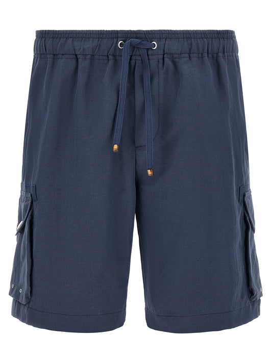 Blue Linen Bermuda Shorts