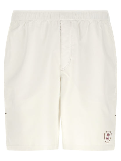 White Polyester Bermuda Shorts