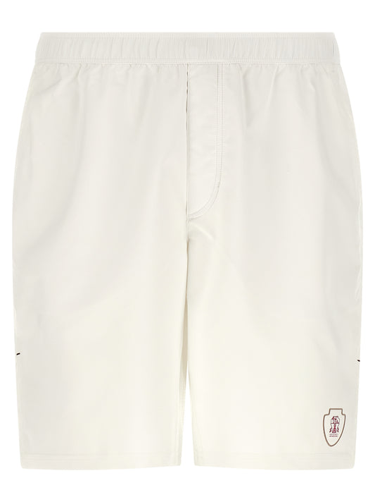 White Polyester Bermuda Shorts
