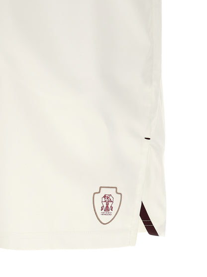 White Polyester Bermuda Shorts
