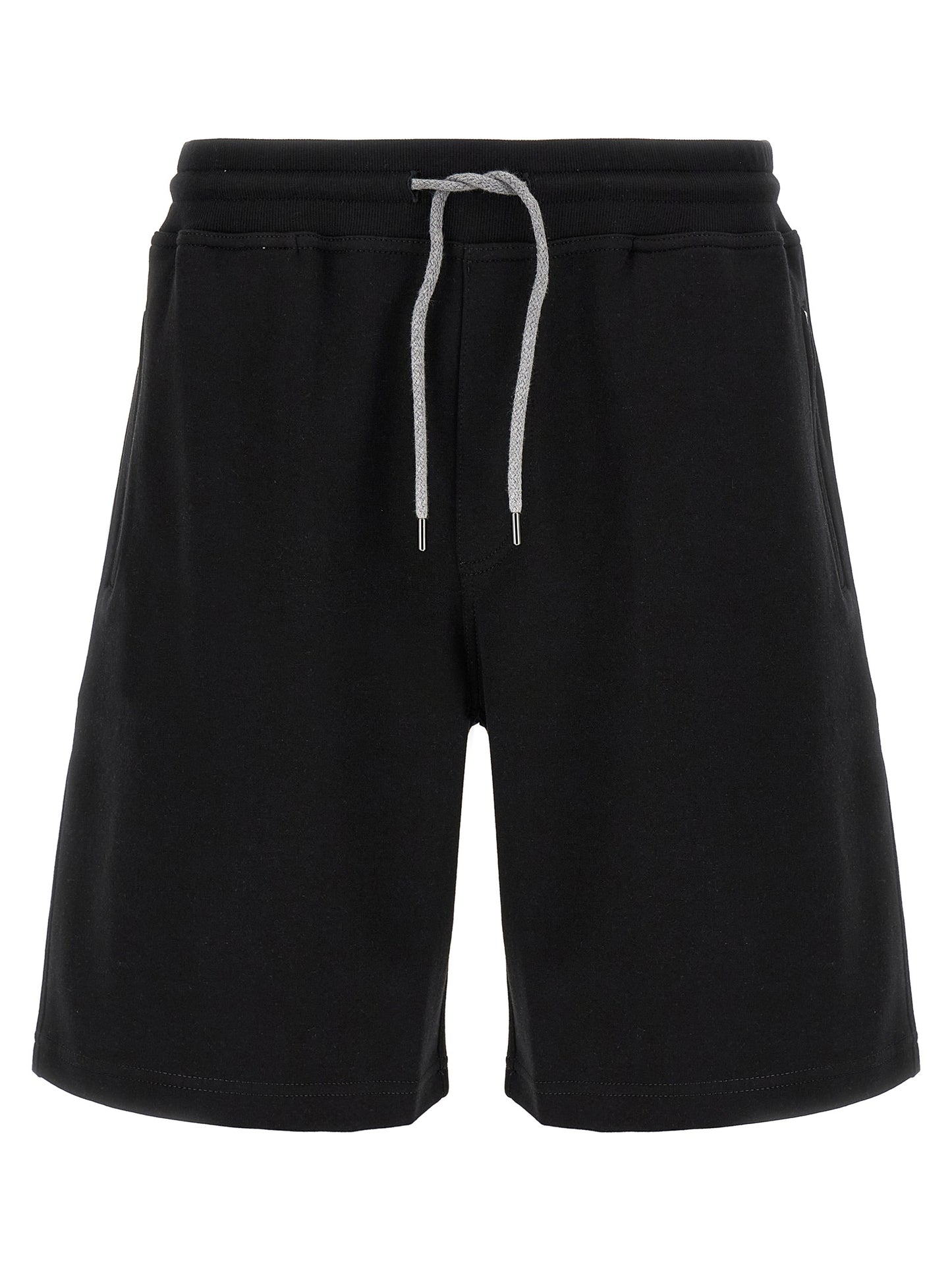 Black Cotton Bermuda Shorts
