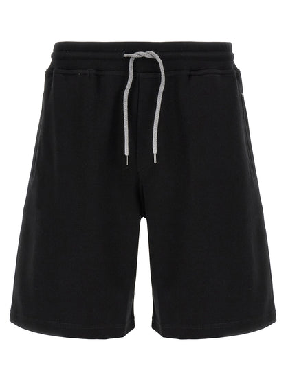 Black Cotton Bermuda Shorts