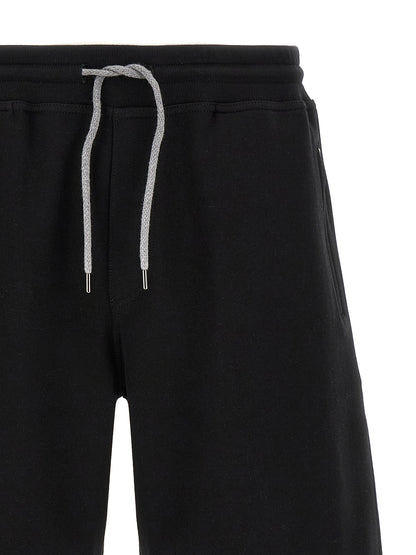 Black Cotton Bermuda Shorts