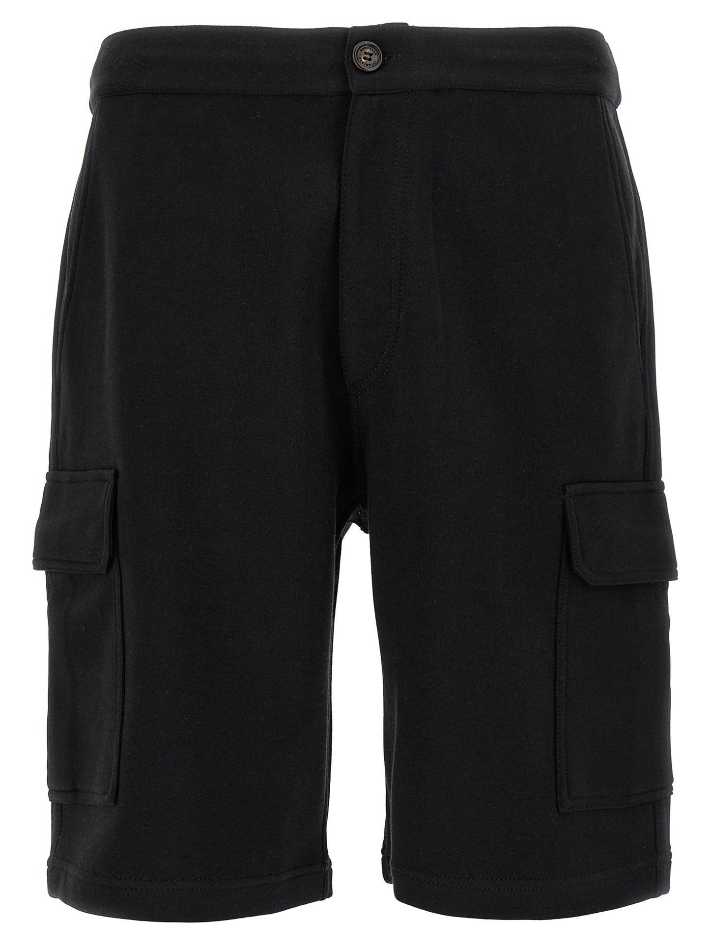 Black Cotton Bermuda Shorts