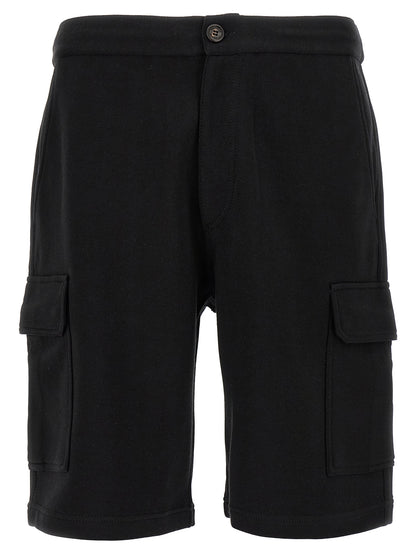 Black Cotton Bermuda Shorts