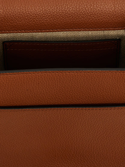 Brown Lamb Leather Crossbody Bag