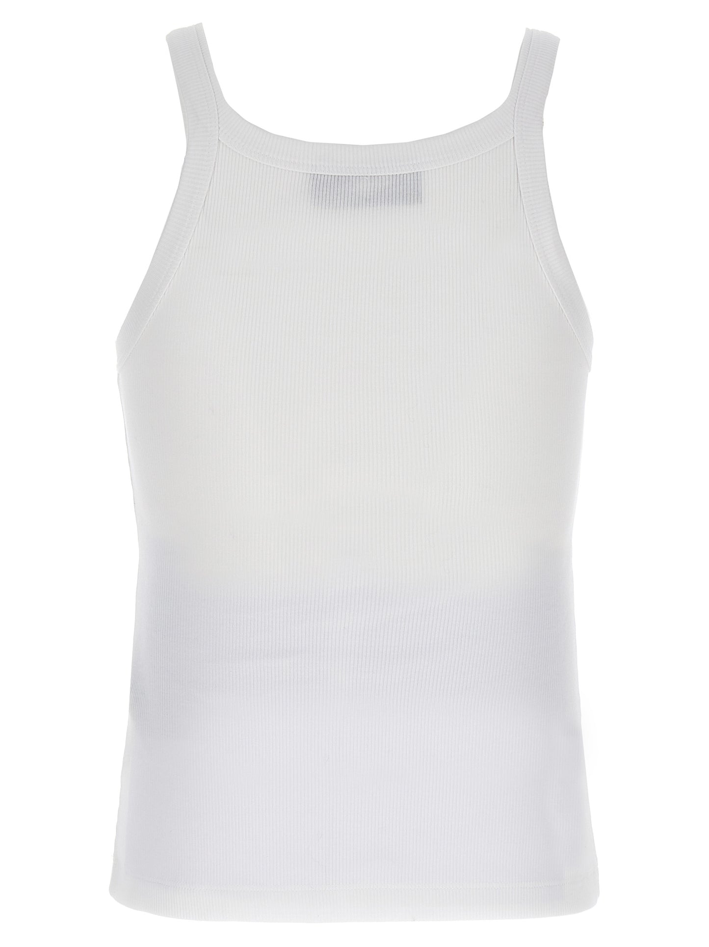 White Cotton Sleeveles T-Shirt