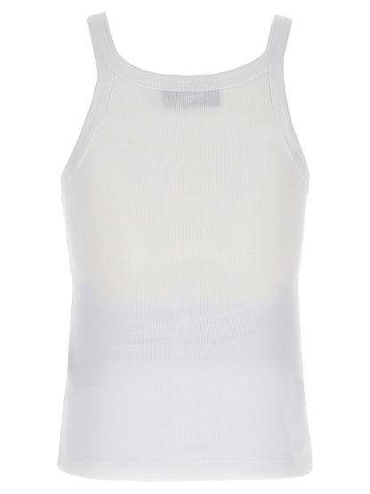White Cotton Sleeveles T-Shirt