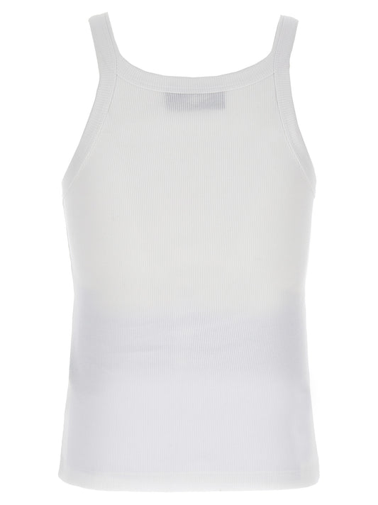 White Cotton Sleeveles T-Shirt