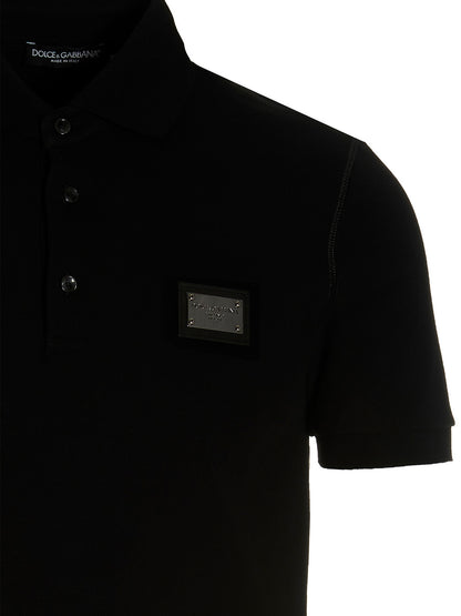 Black Cotton Polo Shirt