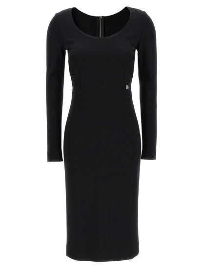 Black Viscose Midi Dress
