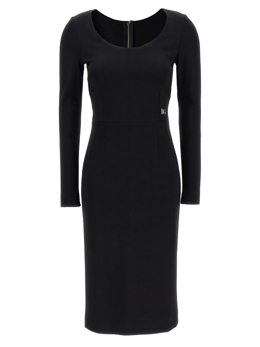 Black Viscose Midi Dress