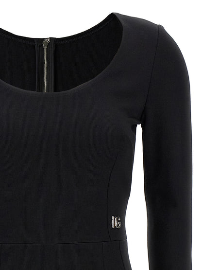 Black Viscose Midi Dress
