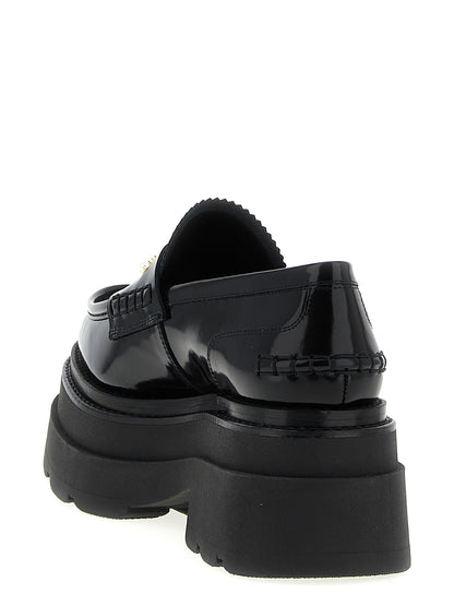 Black Cowhide Platform Loafers