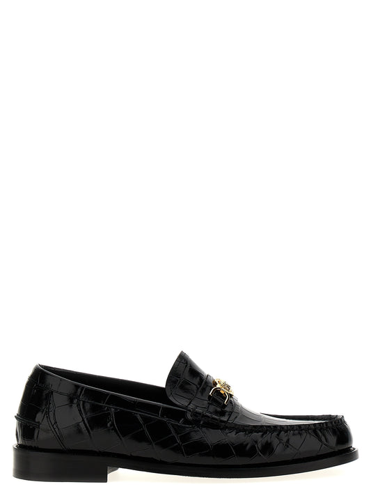 Black Velvet Leather Slip-On Loafers