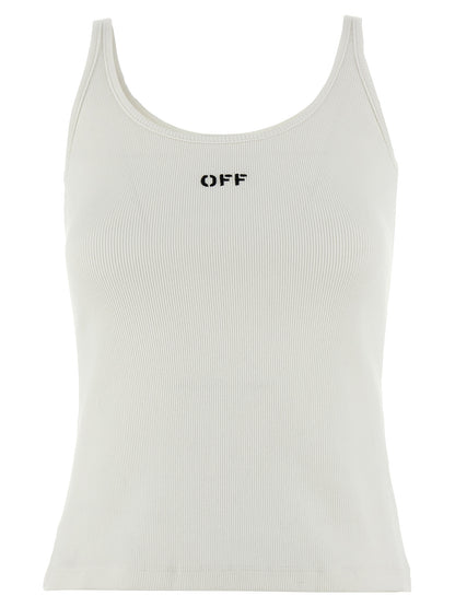 White Cotton Sleeveles T-Shirt