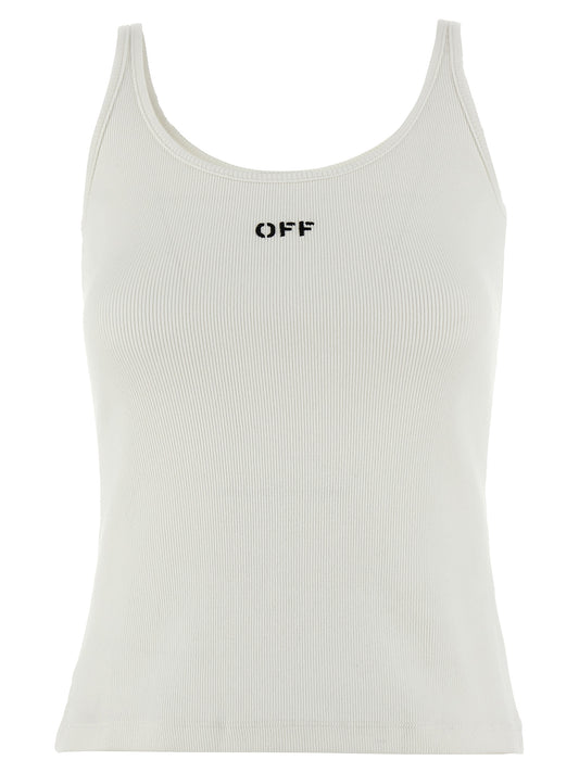 White Cotton Sleeveles T-Shirt