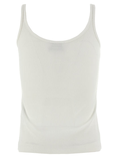 White Cotton Sleeveles T-Shirt
