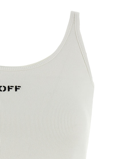 White Cotton Sleeveles T-Shirt