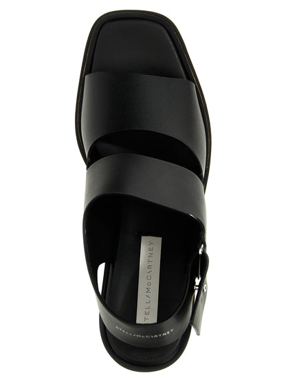 Black Polyester Wedge Sandals