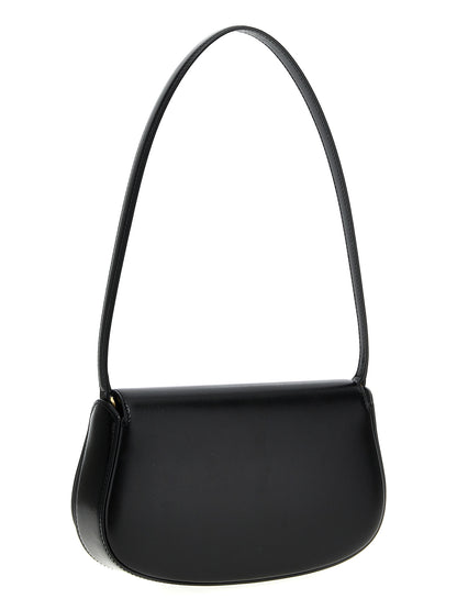 Black Calfskin Shoulder Bag