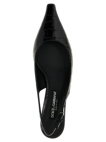 Black Calfskin Mid Heel Pumps