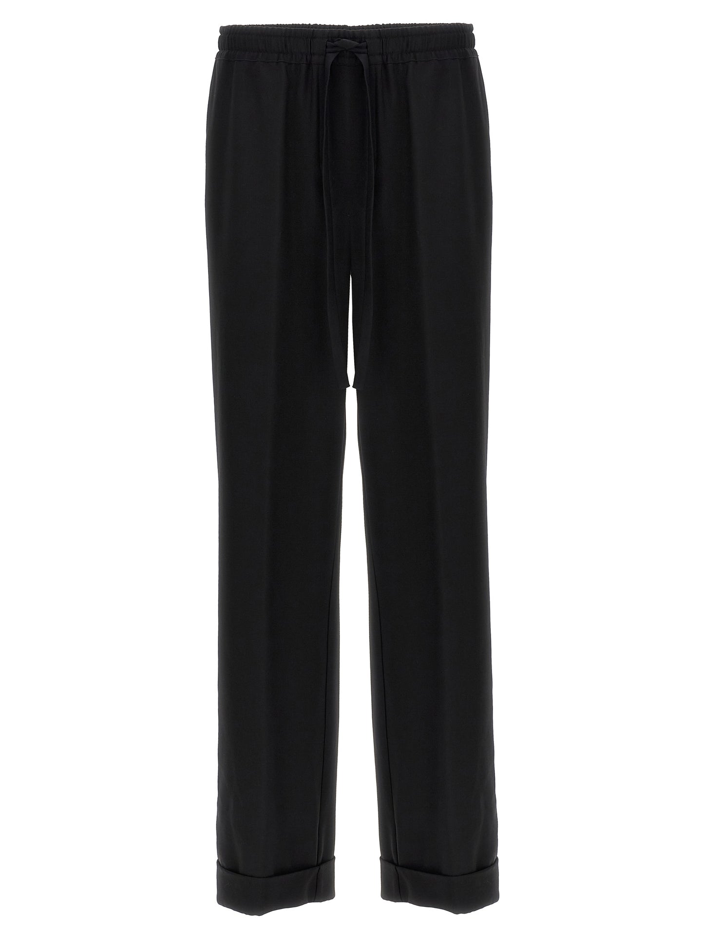 Black Virgin Wool Casual Pants