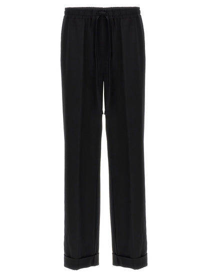 Black Virgin Wool Casual Pants