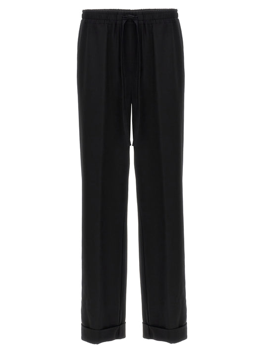 Black Virgin Wool Casual Pants