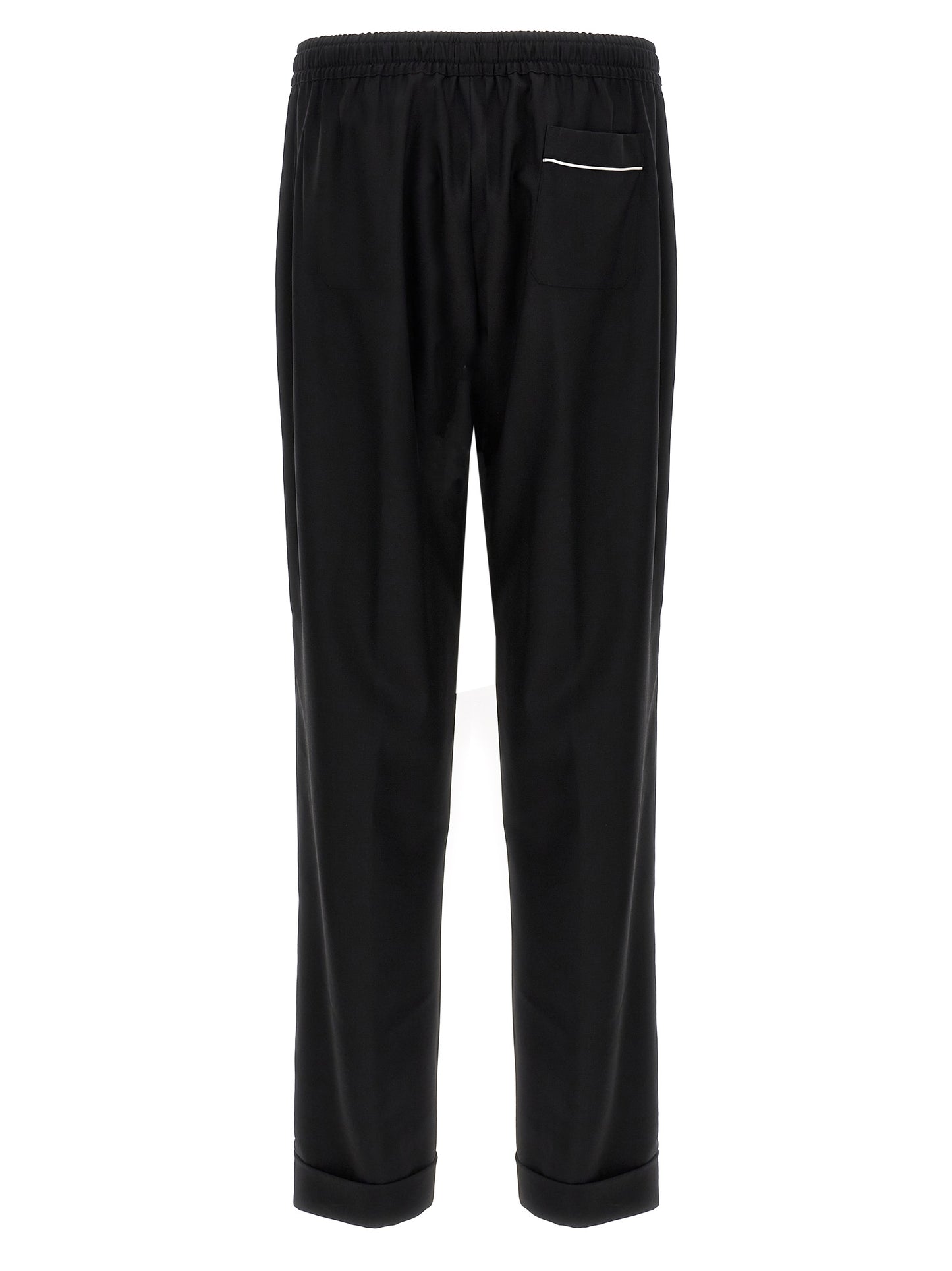 Black Virgin Wool Casual Pants