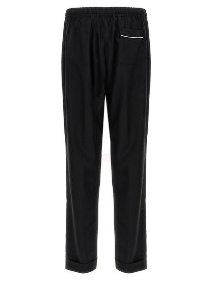 Black Virgin Wool Casual Pants