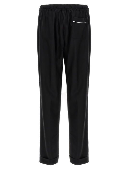 Black Virgin Wool Casual Pants