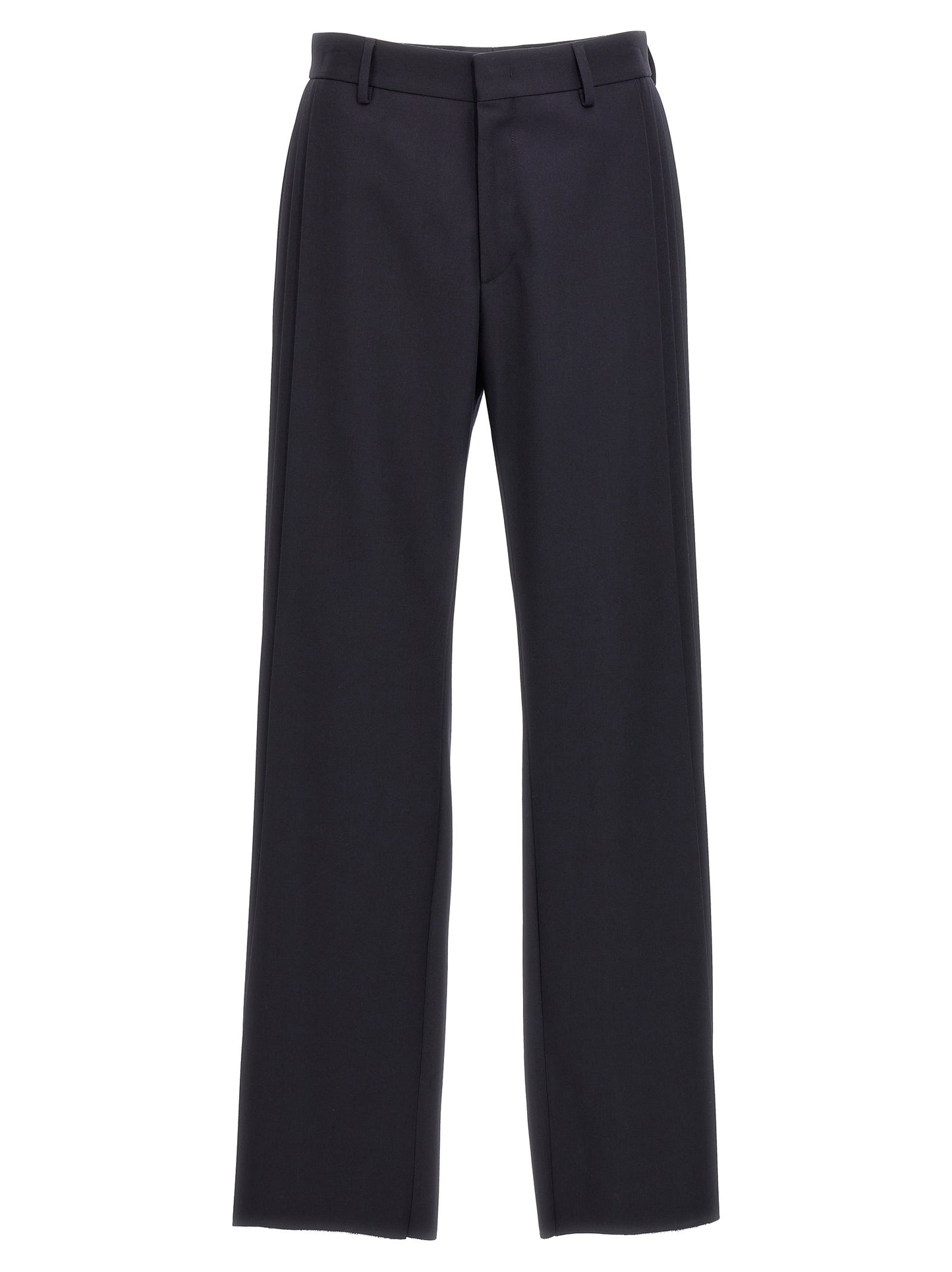 Blue Polyester Casual Pants