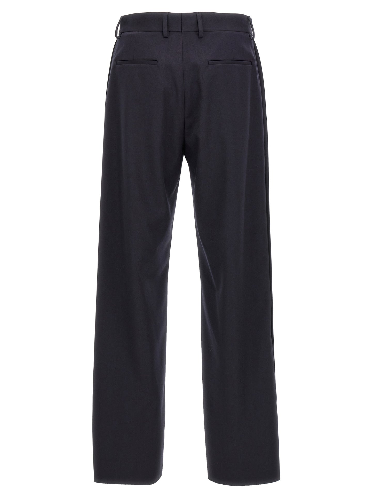 Blue Polyester Casual Pants