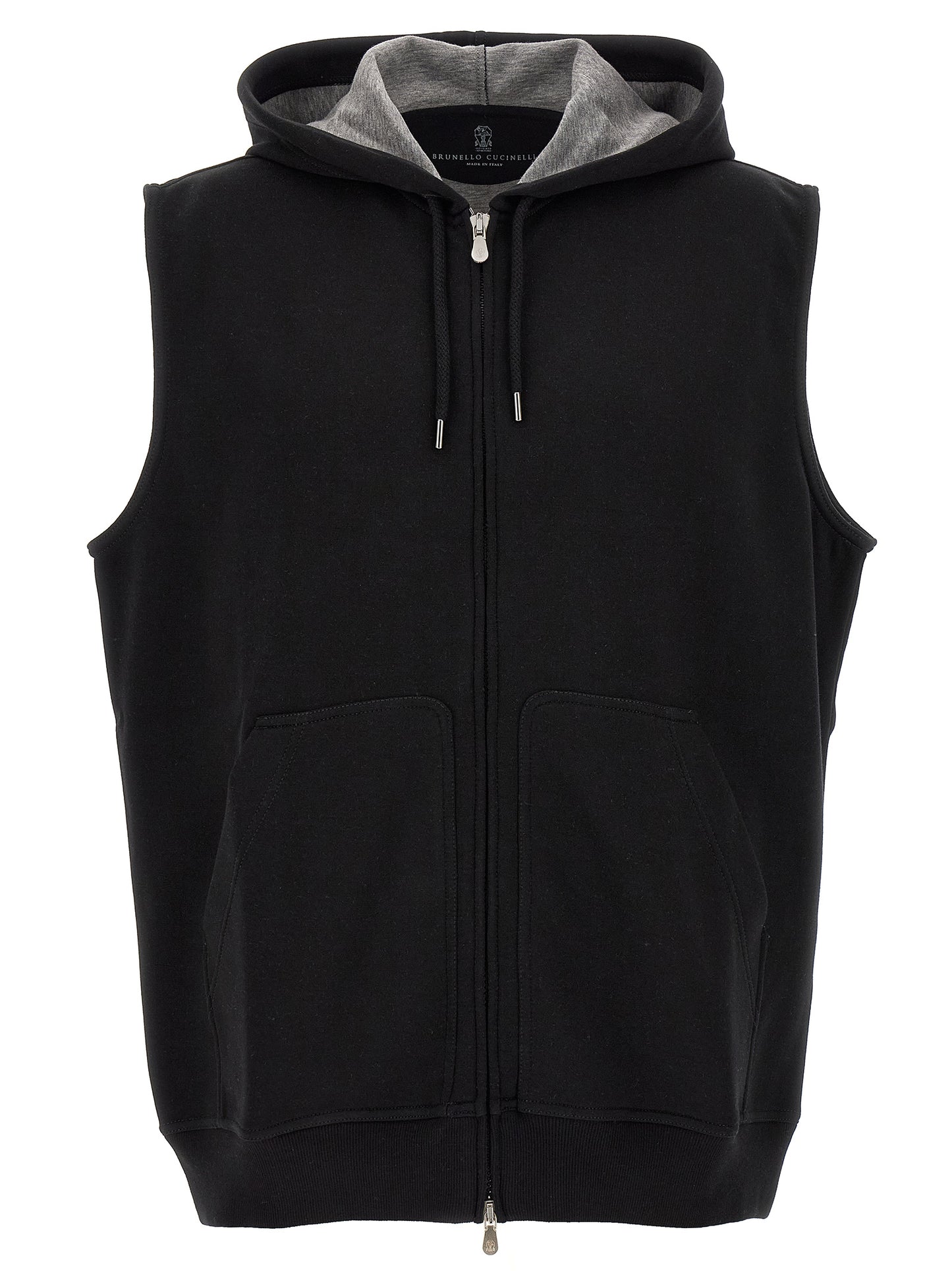 Black Cotton Sleeveless Jacket