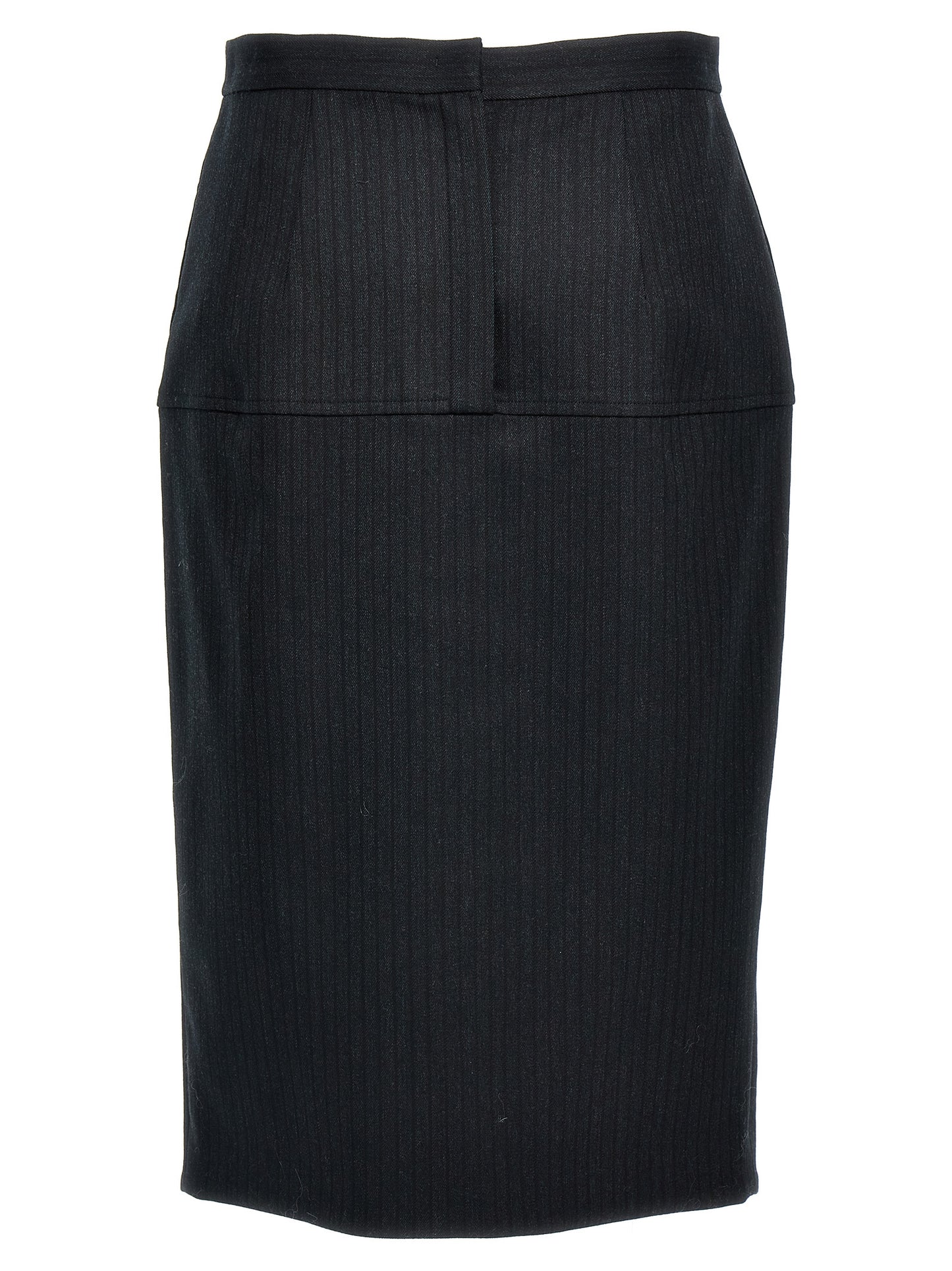 Gray Virgin Wool Midi Skirt